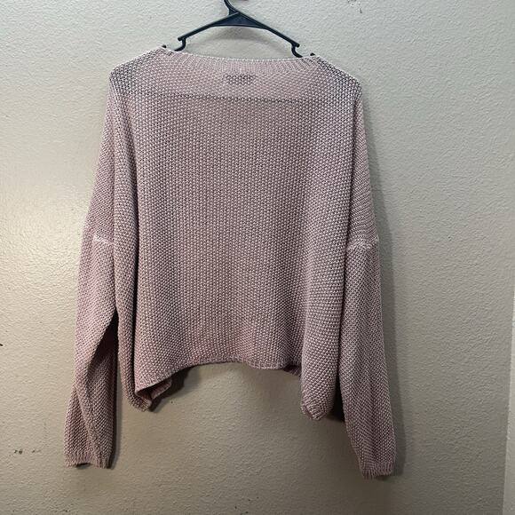 Gigi Moda Knit Sweater Italy Pink Oversized Lagenlook Cropped Chic Modal Blend - Picture 4 of 7